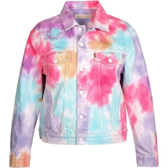 GRLFRND Jackets & Blazers - GRLFRND Kim Tie‎ Dye Denim Jacket Womens Small Pink Purple Blue Cotton Trucker